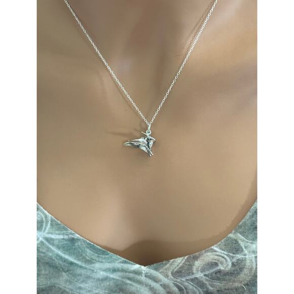 Sterling Silver Hunting Pterodactyl Necklace With Fish In Its Mouth - Picture 2 of 5